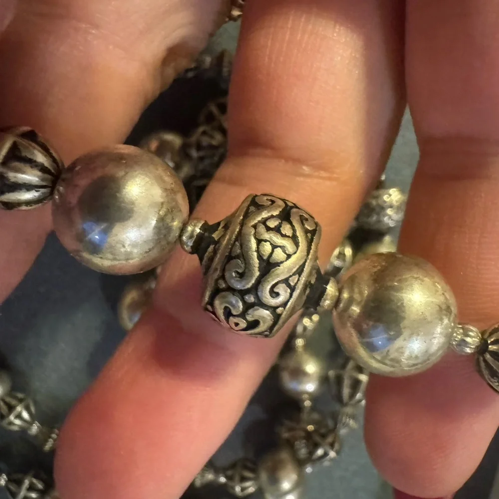 Bohemian Style Silver Tone Beaded Necklace